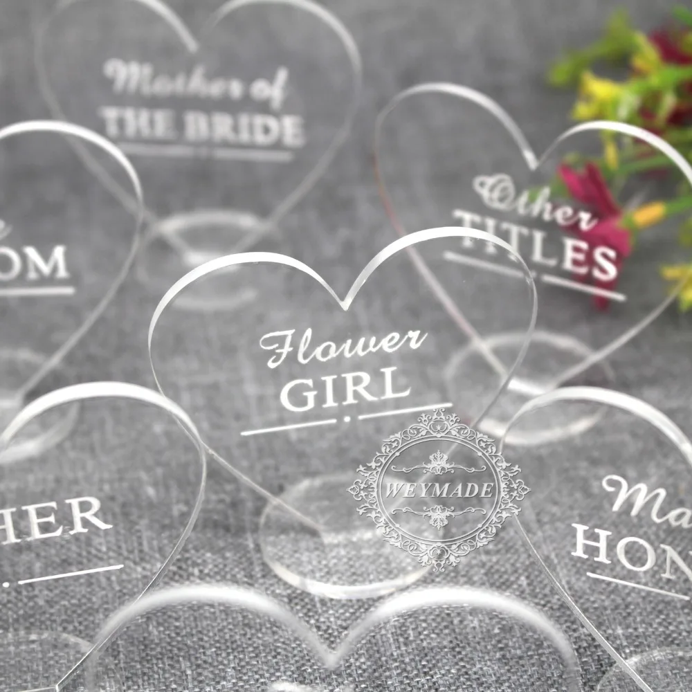 Свадебные прозрачные таблички с гравировкой на заказ декоративные именем