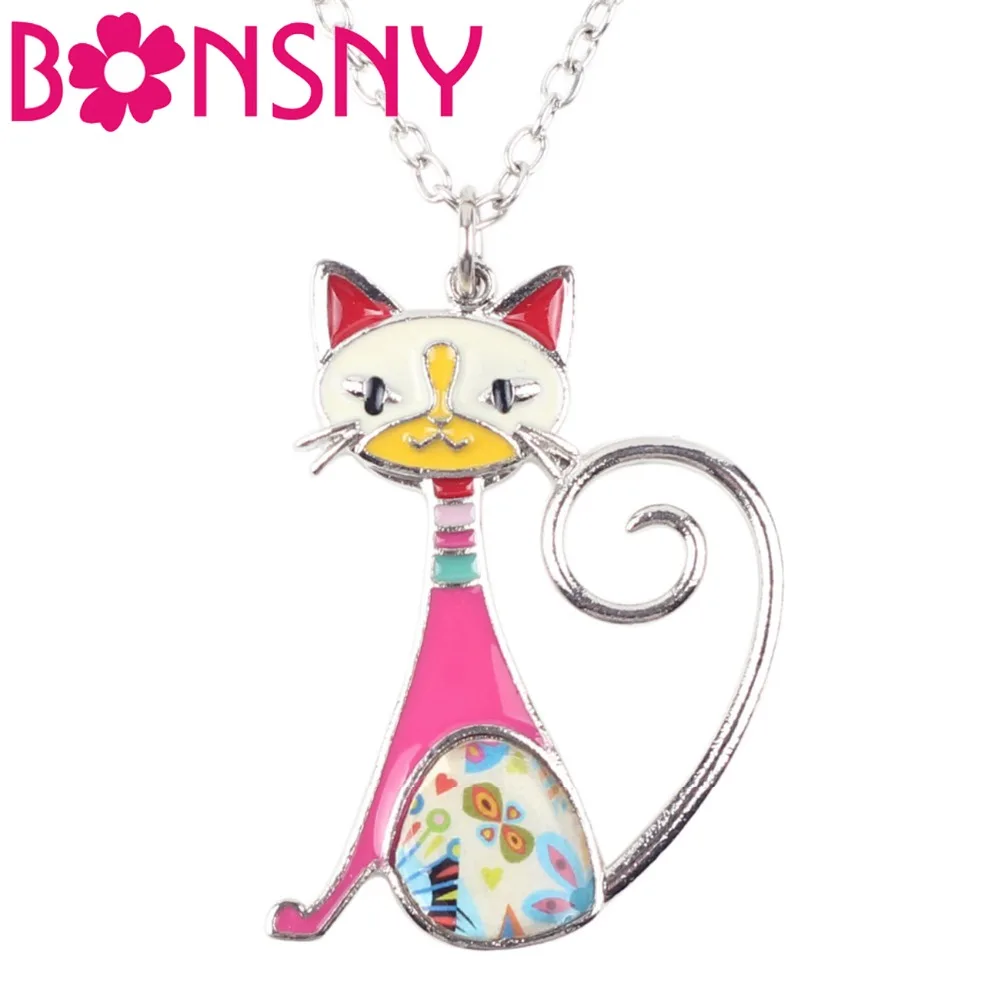 Bonsny Cat ожерелье эмалированная Подвеска пластина из цинкового сплава хит 2016
