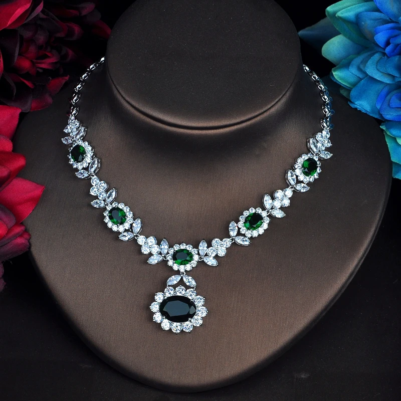 Роскошные комплекты ювелирных украшений HIBRIDE с зеленым кубическим цирконием для