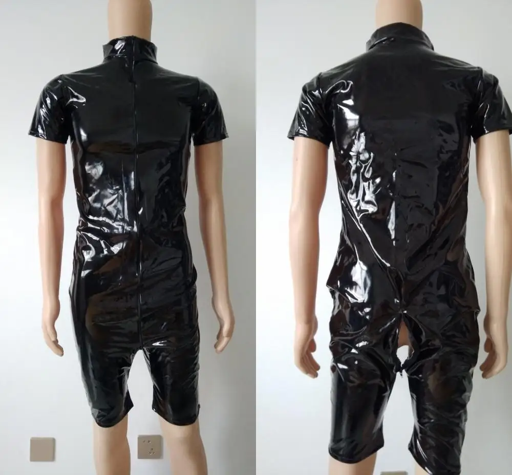 Мужские Косплей костюмы на Хэллоуин блестящие металлик ПВХ искусственная кожа