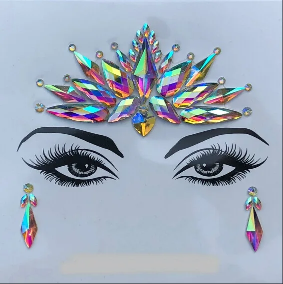 Акриловая полимерная дрель-палочка, наклейка Bindi, ручная работа, богемный стиль, для лица, глаз, сделай сам, украшения на лоб, сценический декор, вечерние наклейки с блестками - Цвет: 0602