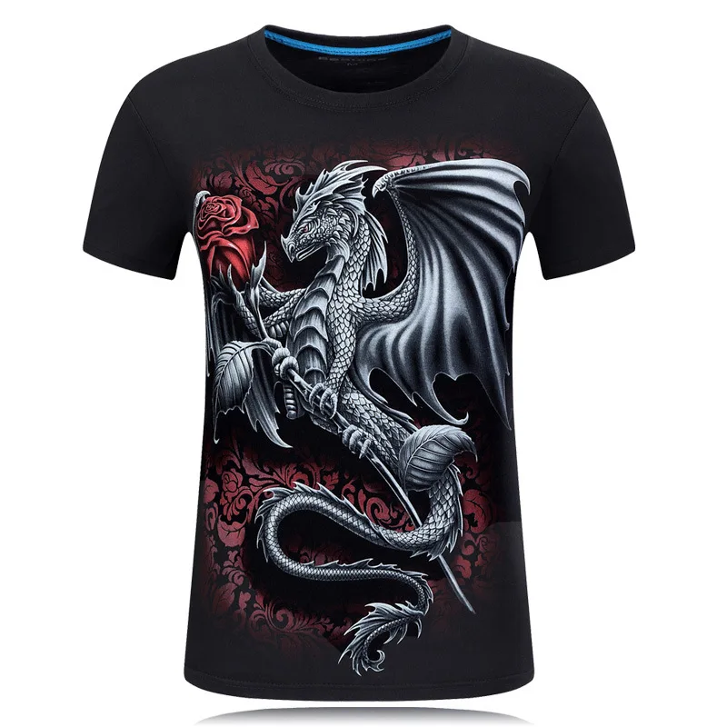Летние Стиль Мода 2017 г. Футболка мужская 3D Дракон печати oversize Топы Прохладный