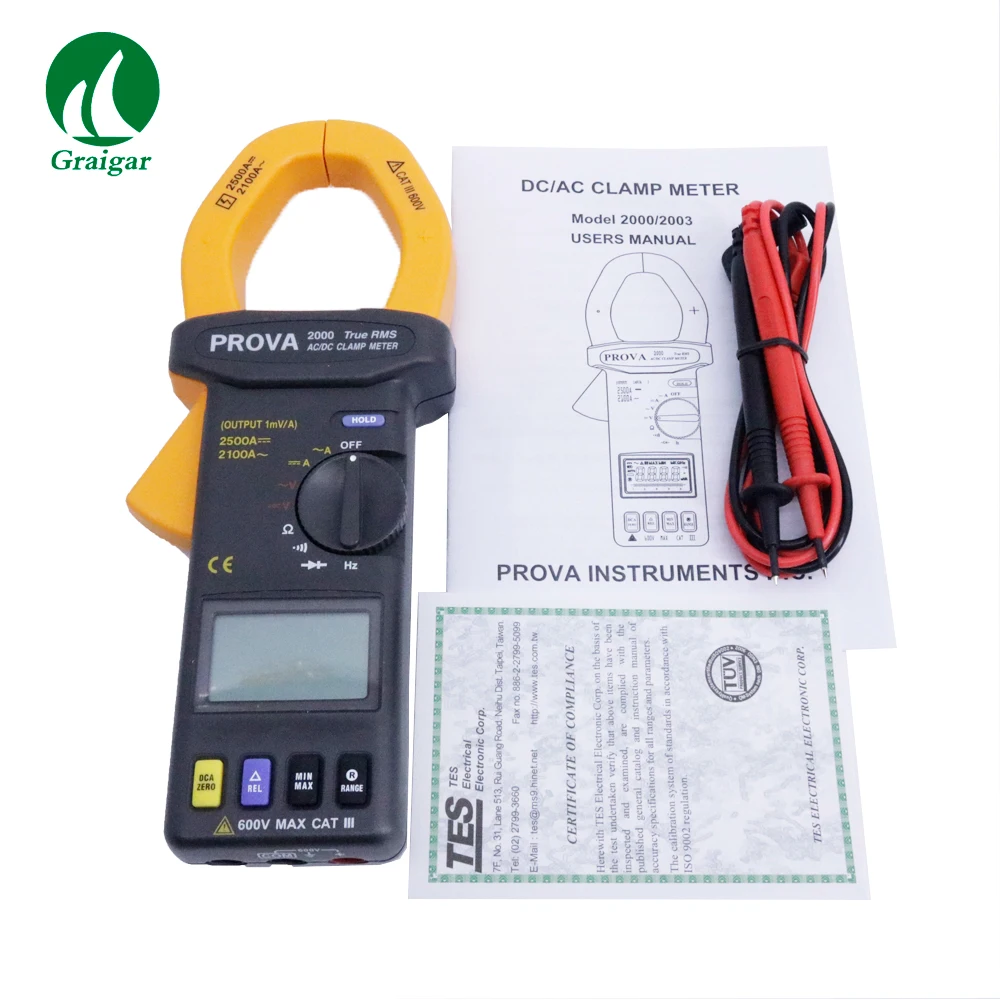 

Prova-2000 Digital Clamp Meter Auto Range A, V, W Range 100-1000KHz