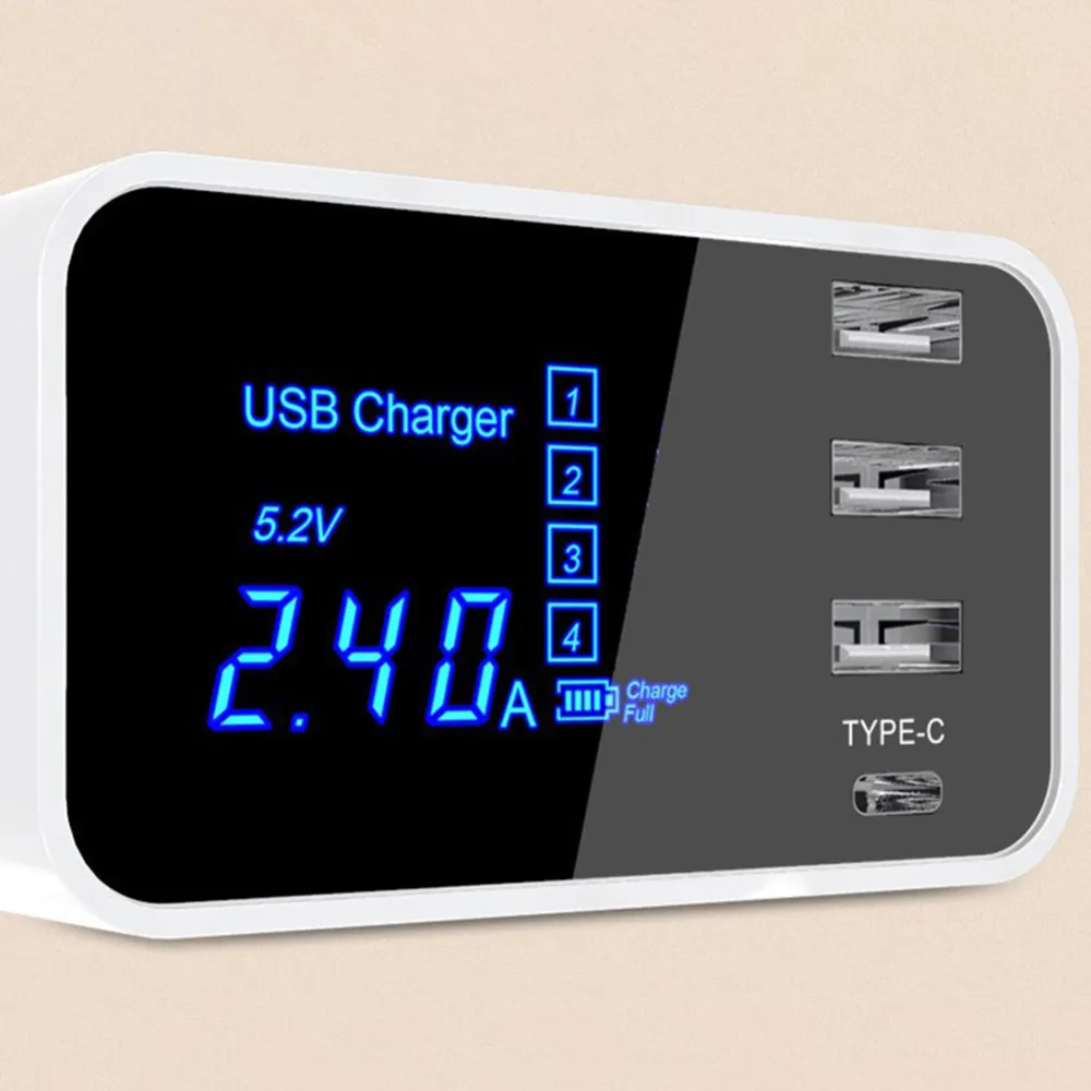 4 порта 4A 20 Вт ЖК-дисплей usb type-C зарядная станция зарядное устройство концентратор адаптер питания для мобильного телефона планшета