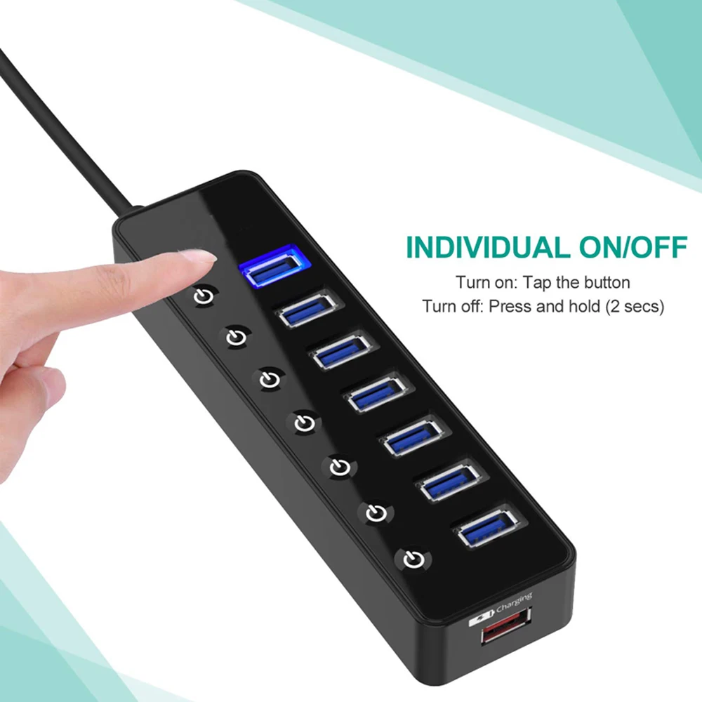 USB 3 0 разветвитель с 7 портами и портом|7 ports|usb splitterhub 3.0 |