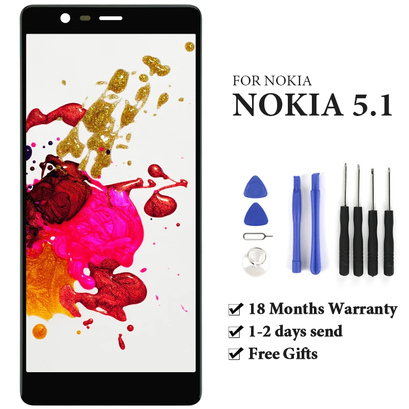 

1 шт., сменный ЖК-экран 5,5 дюйма для телефона Nokia 5,1, дигитайзер экрана для OEM, качественные запчасти для телефона в сборе для дисплея Nokia 5,1