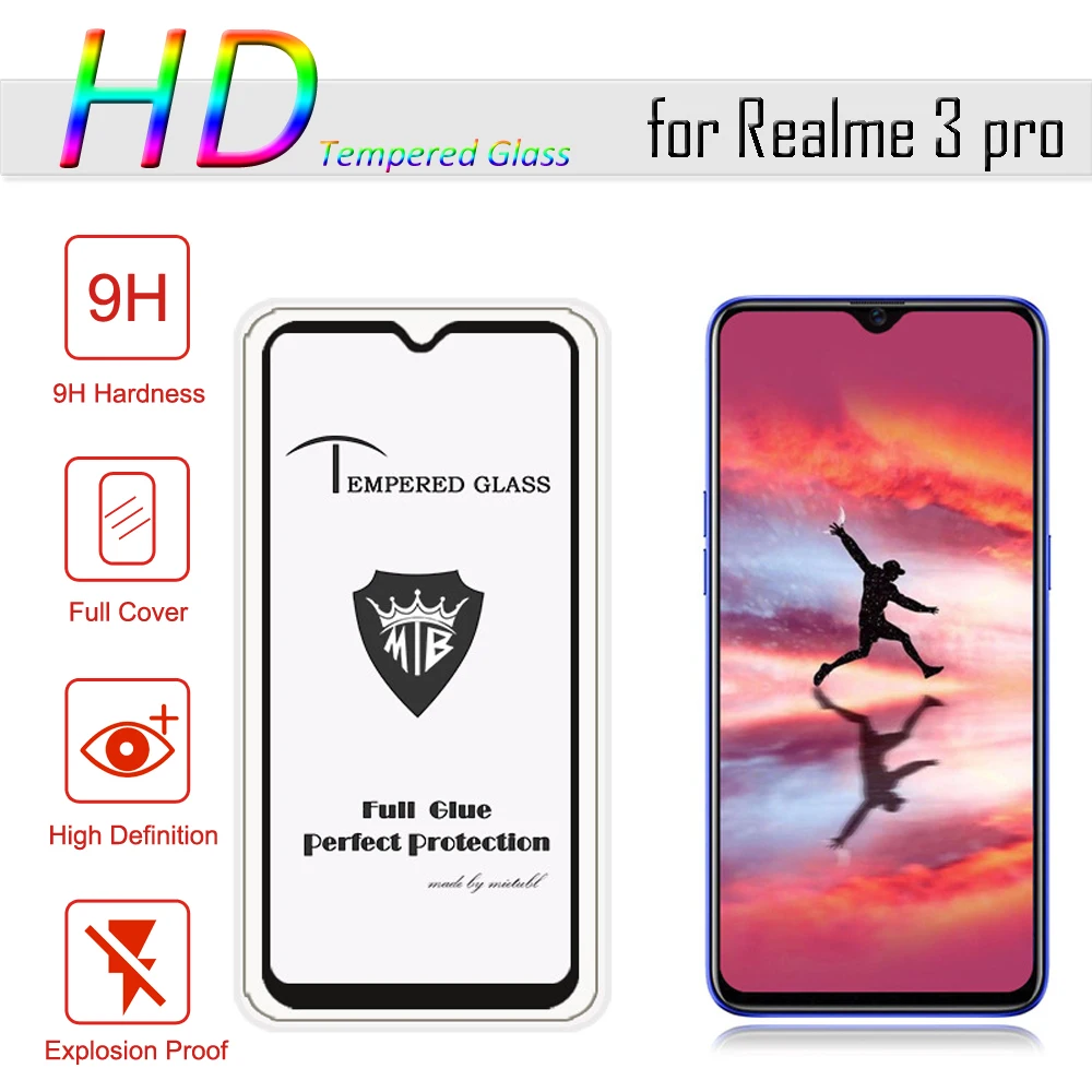 Закаленное стекло для REALME 3 PRO glass on realme pro Защитное телефона закаленное защитное