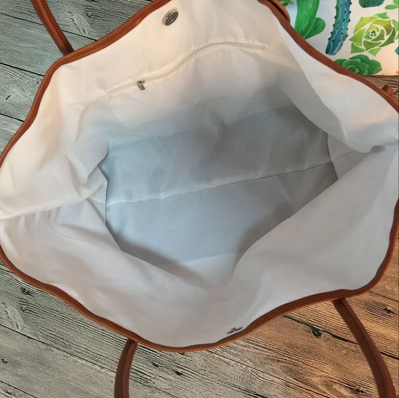 Summer Cactus Styles Canvas Tote With Green Flora Red and Purple Colored Catus Designs Women Handbag with Pu handle DOM109842 | Багаж и