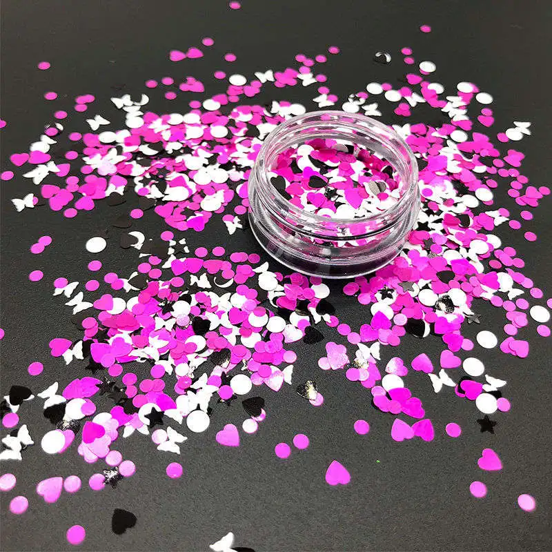 

10g New Colorful Heart Round Stars Animals Chunky Glitters Sequins Shining Flakes For Nails Cosmetic Art Face Fairy Body Decor