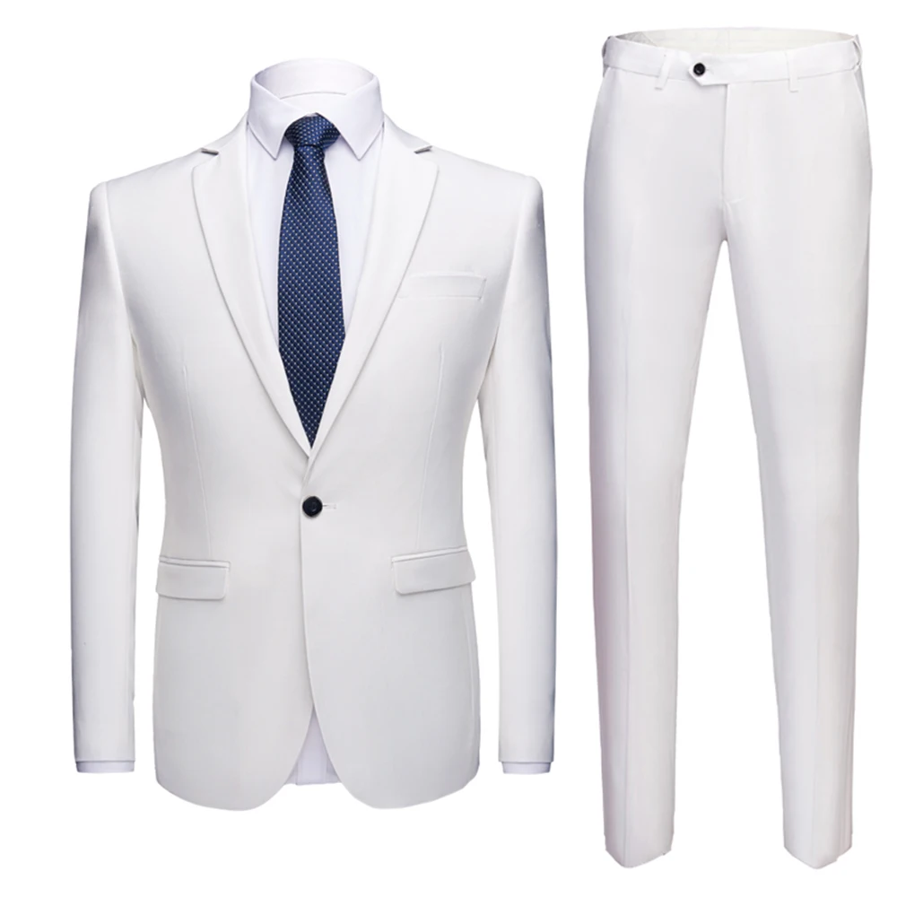 2019 Men's High Quality Fashion Slim Business Casual Groomsman Suits 2 Pieces Tuxedo Wedding Terno Suit For Men Jacket Pants Set