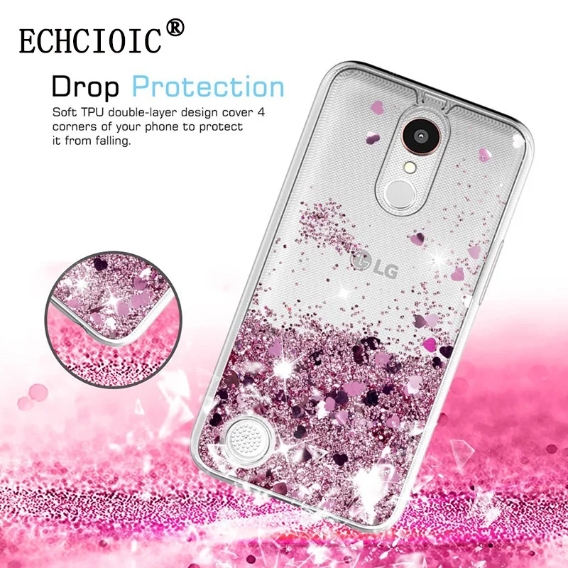 For LG K20 Plus / V Grace Harmony Case Girls Women Liquid Quicksand Bling Cute Clear Soft TPU Silicone Cases Back Cover |