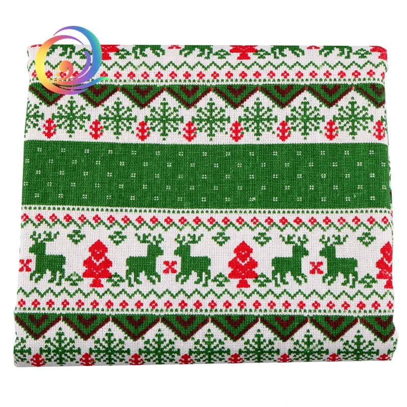 Рождественская серия ткань из хлопка и льна с принтом для лоскутного шитья