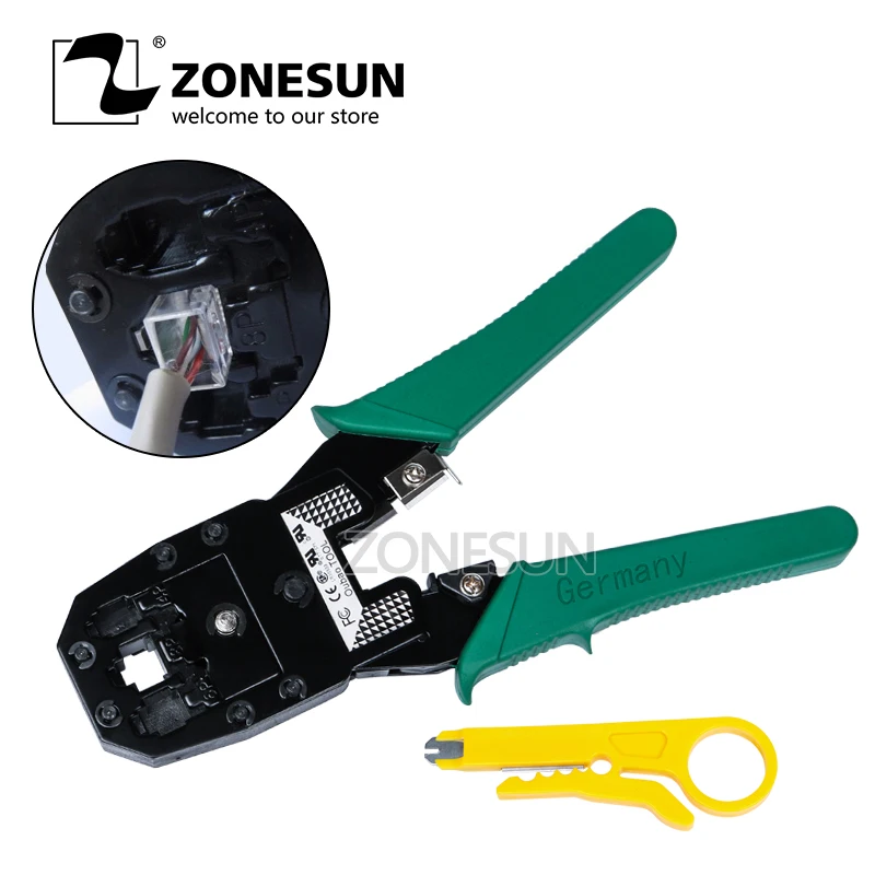 Обжимной инструмент ZONESUN RJ45 RJ11 4P4C 4P2C для проводов обжимной ПК ручной обжима