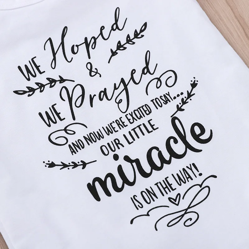 Г.; маленький хлопковый летний белый комбинезон с надписью «Hoped We moured Miracle»; Летние Боди для новорожденных 12 месяцев; одежда для маленьких девочек