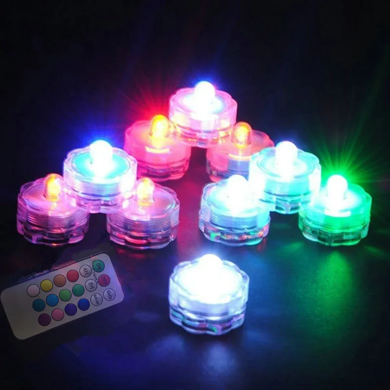 

20pcs/lot Remote controlled Floralyte Submersible Vase led tea Light tealight Candle lamp w/controller vase table bar-multicolor