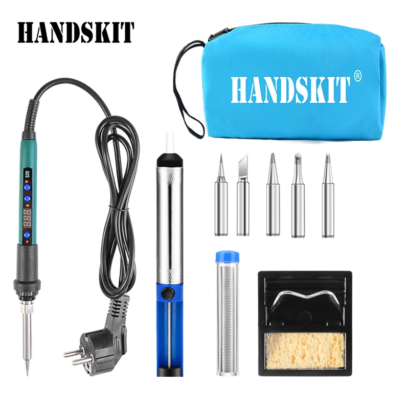 Handskit Цифровой паяльник 60 Вт Комплект с 5 паяльниками паяльный насос паяльная
