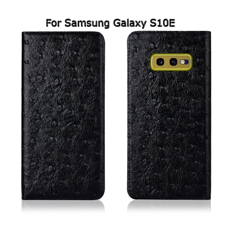Чехол из натуральной коровьей кожи с текстурой страуса для samsung Galaxy S10 Plus Lite S10e, чехол с откидной крышкой и магнитной подставкой для телефона