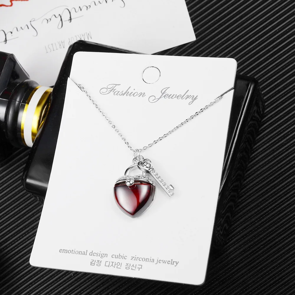 YUN RUO микро проложить Циркон Сердце Ключ ожерелье колье розовое золото цвет