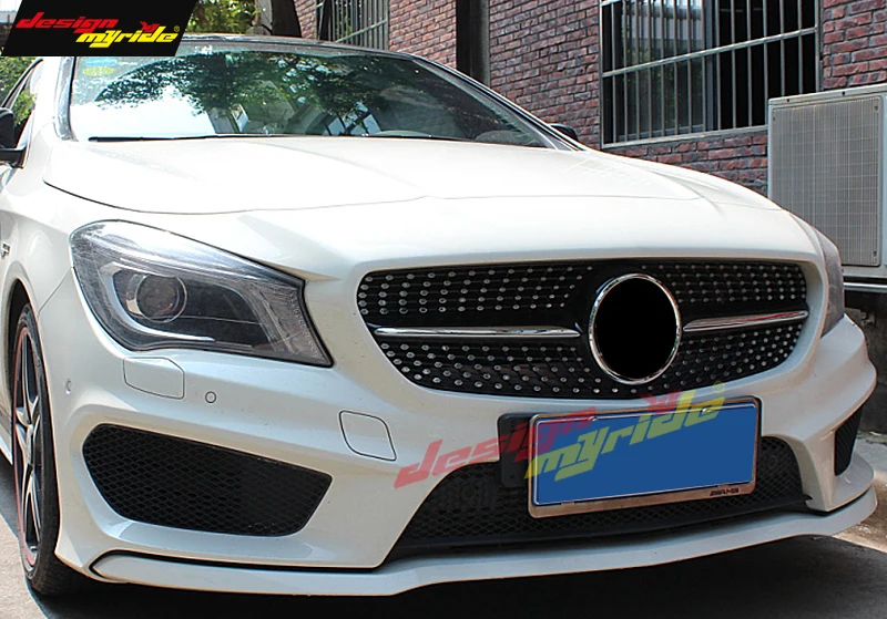 Передняя Алмазная решетка для гриля Mercedes CLA W117 C117 X117 глянцевые черные грили CLA200