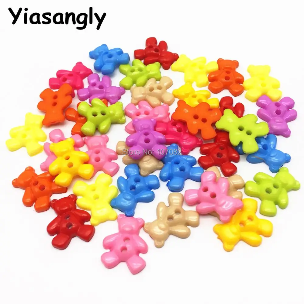 

1000pcs/lot Mixed Color Plastic Bear Buttons Fit Sewing Or Scrapbooking 16x19mm Embellishments CARDMAKING Button