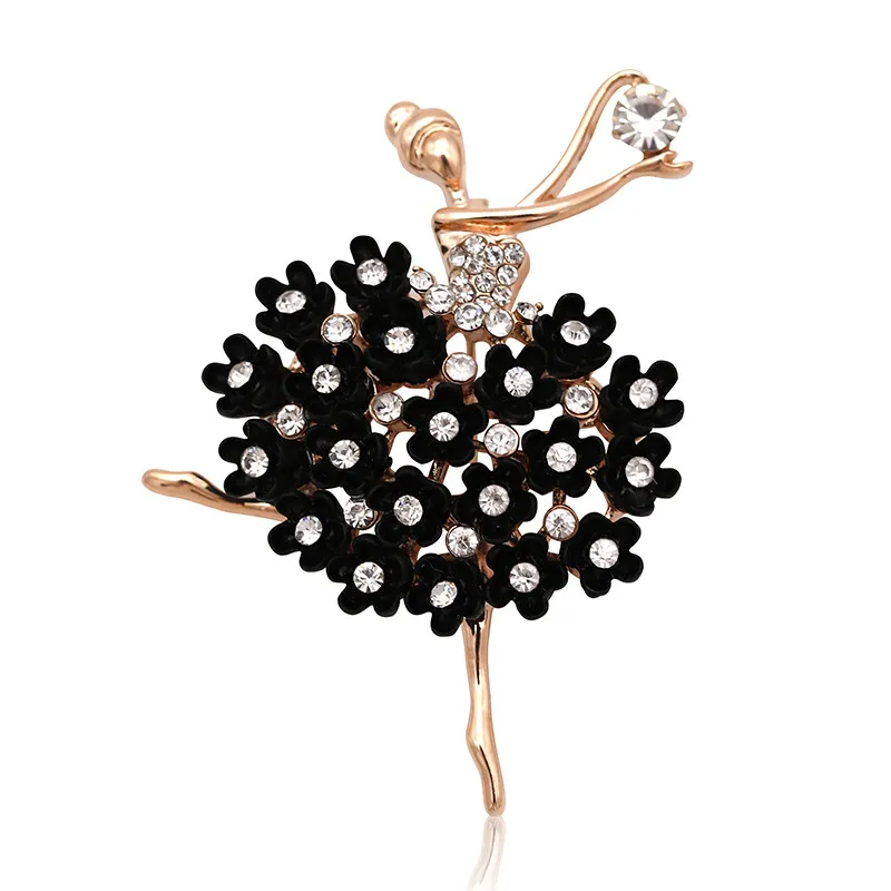 Броши ALLYES Ballerina для женщин, женская одежда, ювелирное изделие, модное розовое золото, сплав, булавки-брошки с кристаллами - Окраска металла: Покрытие из розового золота