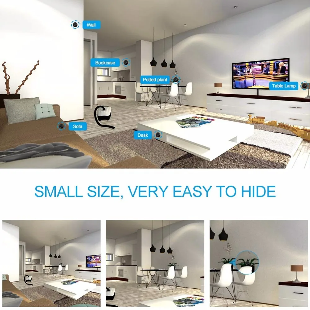 Мини-камера с Wi-Fi HD 1080P встроенным аккумулятором и функцией ночного видения |