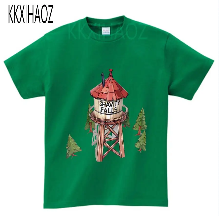 green childreT-shirt Футболка с принтом «Gravity Falls» для мальчиков и девочек, футболка с принтом «Mabel Dipper Pine», Забавная детская одежда, Enfant, лето, футболка с короткими рукавами - Цвет: green childreT-shirt