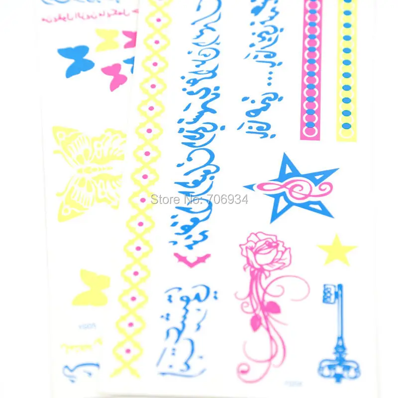 Временные тату-наклейки флуоресцентные арабские татуировки 6 шт. новые