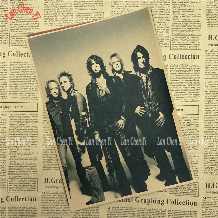 Рок-Группа Aerosmith ностальгическая матовая крафт-бумага плакат офис подарок столовая домашний Декор стикер дизайн