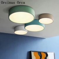 modern color circular ceiling lamp dining room bedroom nordic creative personality led ceiling lamp chandelier dual use