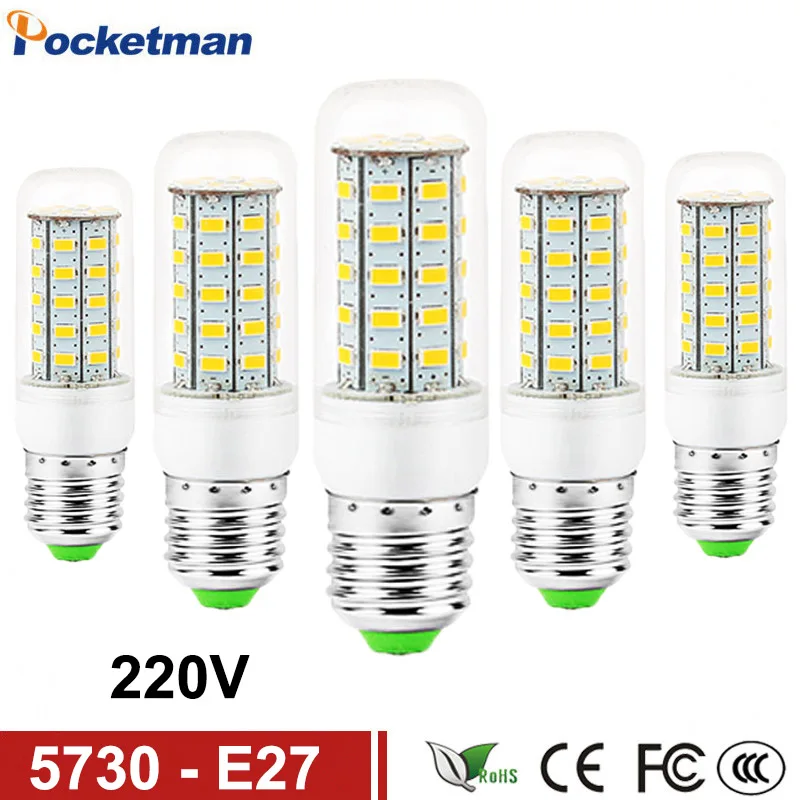 E14 светодиодный светильник E27 лампы SMD5730 220 V кукурузы 24 36 48 56 69 светодиодная люстра