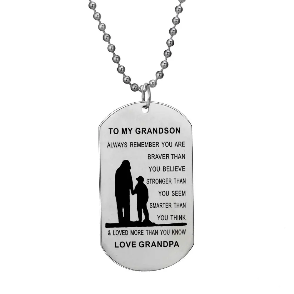 12 шт./лот для внука любовь поощрения Dog Tag Цепочки и ожерелья Семья