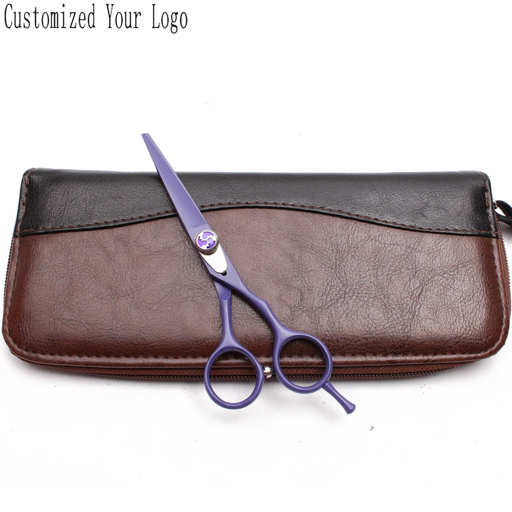 5.5In. Индивидуальные лого фиолетовые ножницы для животных прямые филировочные