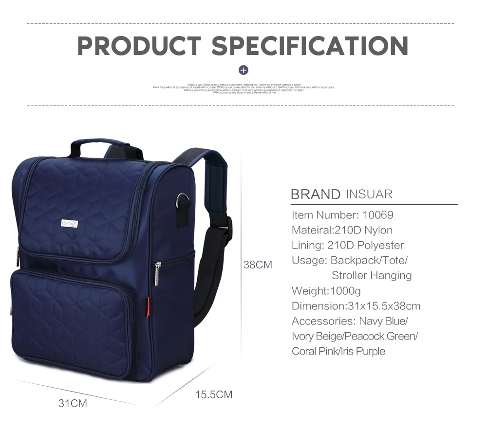 Инсулярная Мода большой емкости пеленки сумки рюкзак для мамы детские