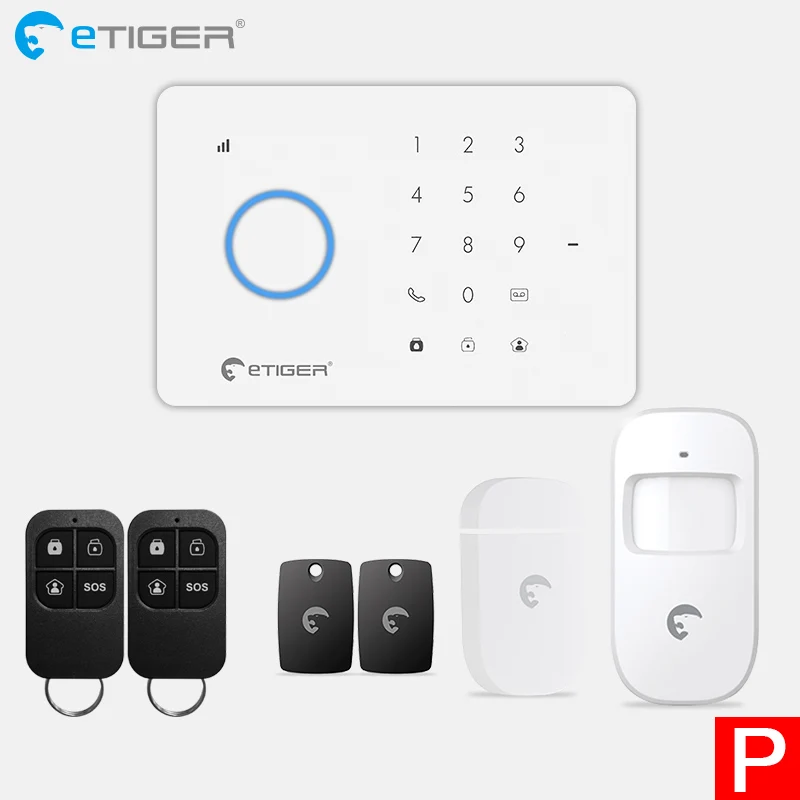 SET P ETiger S3b GSM сигнализация Системы комплект домашней сигнализации умный дом открытый Солнечной Сирена - Цвет: SET P