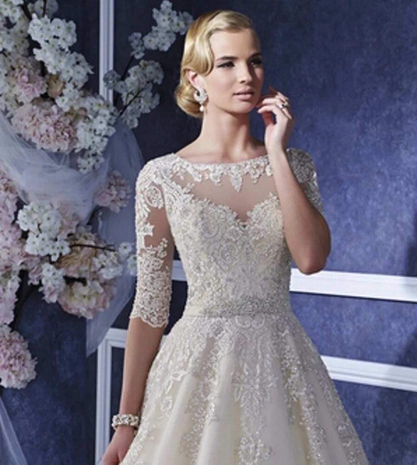 Sexy Long lebanon Half Sleeve Muslim Islamic Lace A Line Wedding Dresses 2015 Gowns robe de mariage gelinlik | Свадьбы и торжества