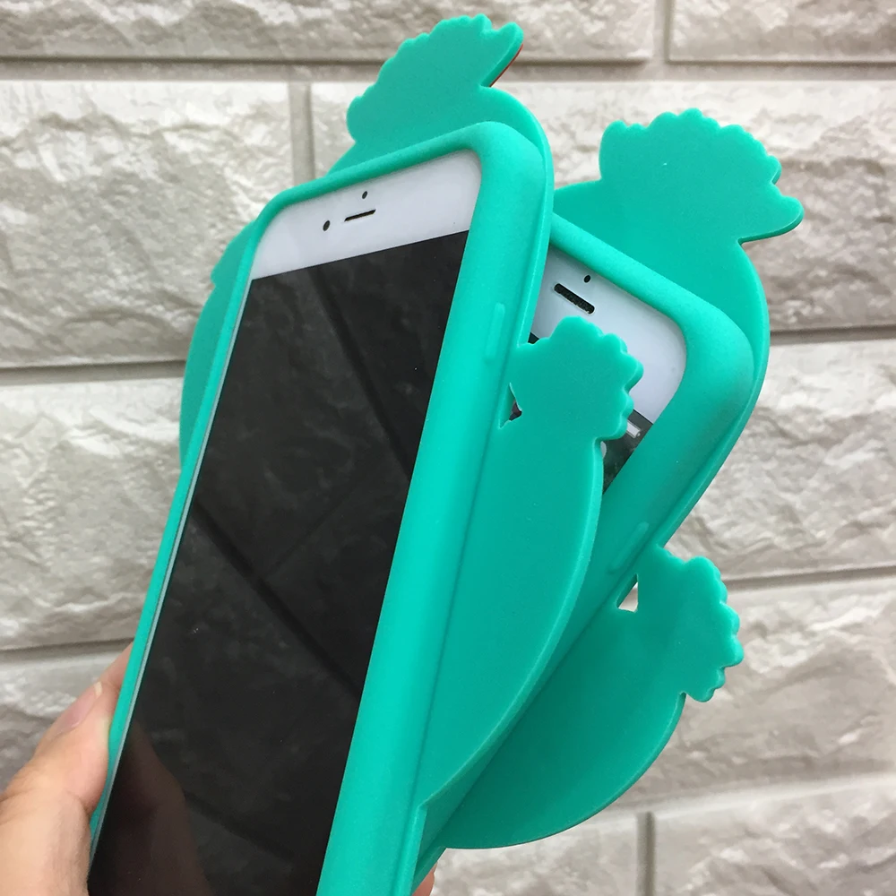 3D милый мультяшный Чехол С КАКТУСОМ и цветами для iPhone X Xs Max 6 6s 7 8 Plus мягкий
