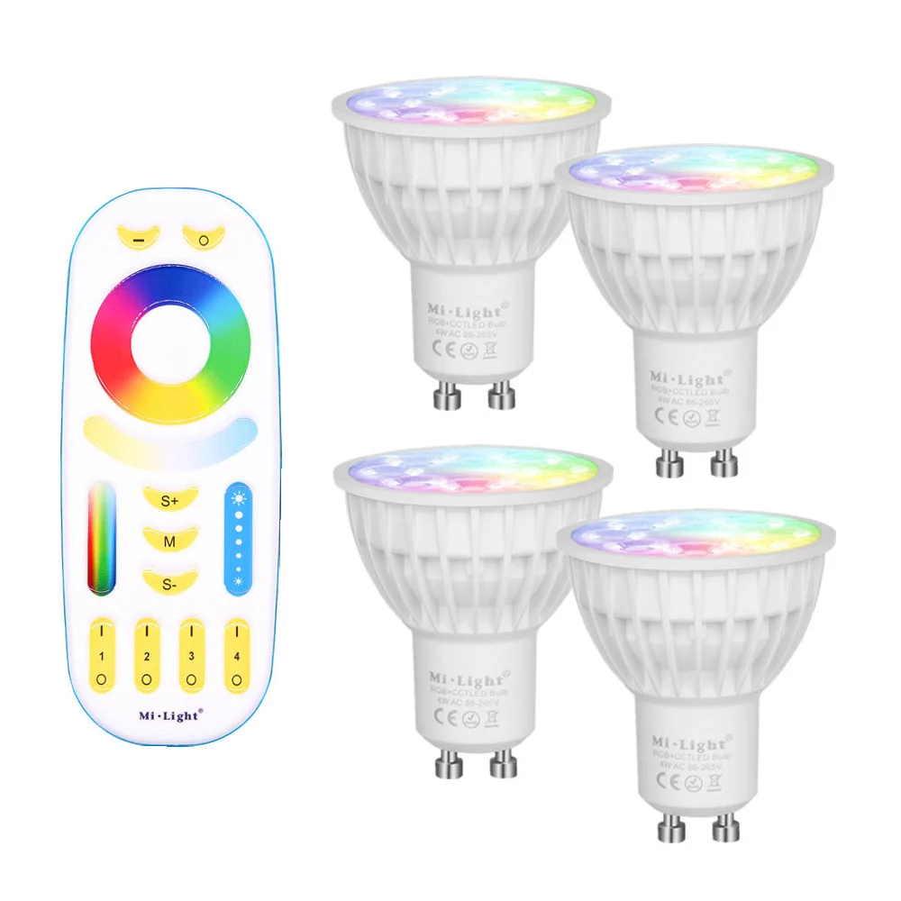 Приглушаемая Светодиодная лампа Mi Light 4 Вт GU10 RGB CCT (2700 6500K) светодиодная для
