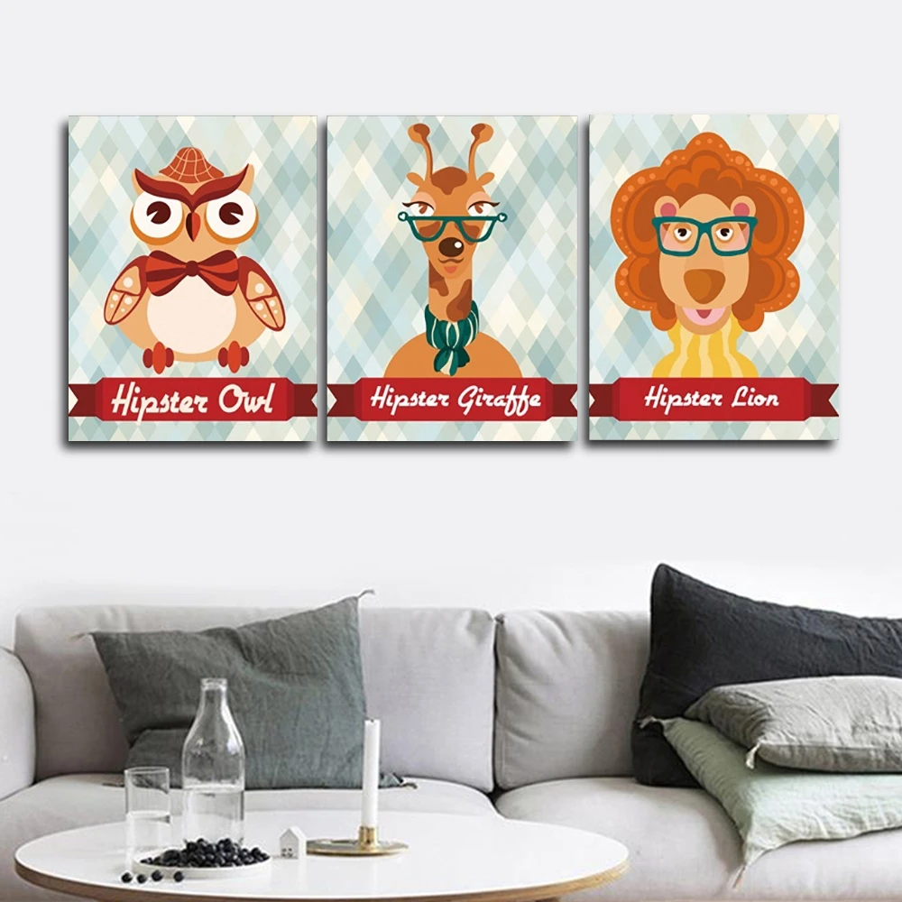 Happy Hipster животные настенные картины плакат печать холст живопись каллиграфия