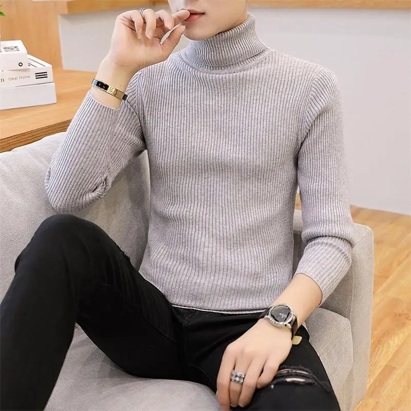 103 gray Winter Cashmere Thick Warm Sweater Men Turtleneck Brand Men's Sweater Slim Fit Pullover Men Knitwear Male Double Collar Sweaters - Цвет: 103 gray