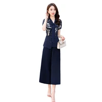 haute couture summer clothes 2 piece set women shirt with pants women office clothing set high quality free shipping k4671