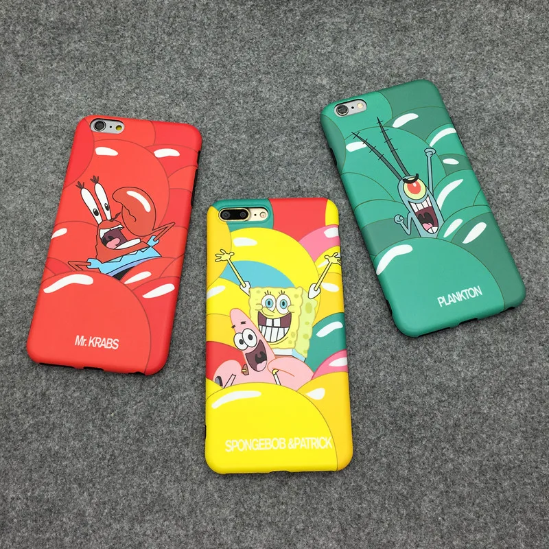 For iPhone X Cute SpongeBob Case Cartoon Mr.Krabs Soft matte back phone cover 7 7plus 8 8plus 6 6S 6Splus |