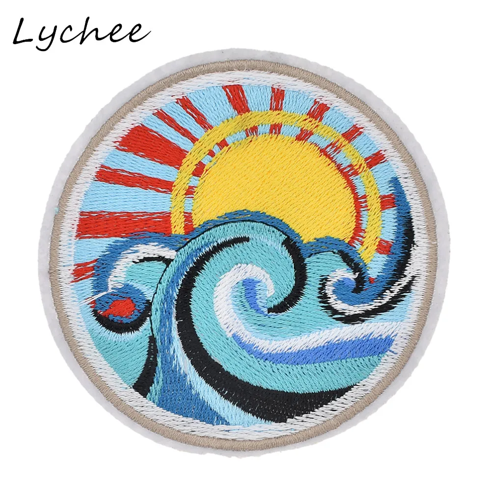 Lychee красочные круглой формы Япония Harajuku солнечные нашивки Surf волны океана Утюг