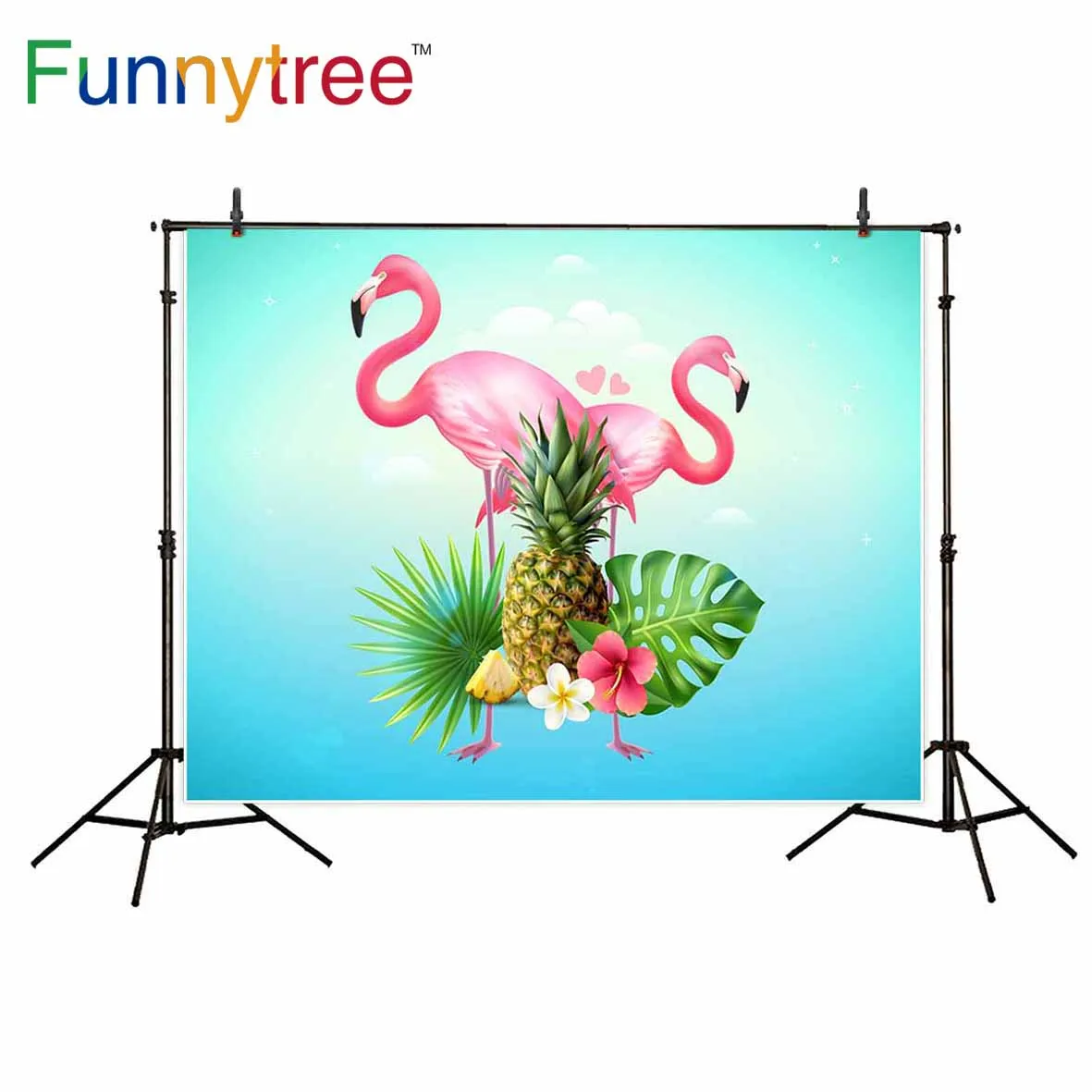 Фон Funnytree для фотостудии Фламинго тропический ананас цветы листья фон фотосъемки