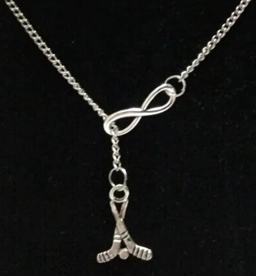 10 шт шайбы и хоккейные палочки Бесконечность амулеты воротник свитер цепь