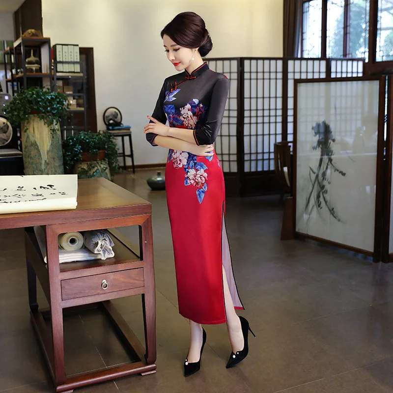 Новинка сексуальное длинное платье Ципао весна 2019 традиционное в китайском