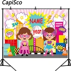 Capisco супер герой город Вечерние Ребенок Девочка День рождения фотографии фоны индивидуальные фотографические фоны для фотостудии
