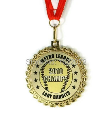 

High quality and low price Customized Team Softball Medal Award Neck Ribbon cheap custom sports medals ribbons hot sales medals