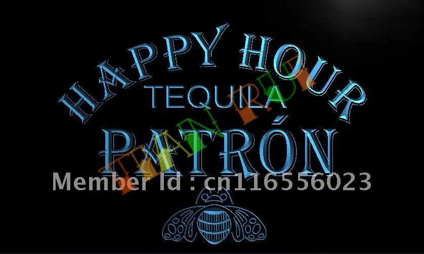 

LA633- Patron Tequila Happy Hour Bar LED Neon Light Sign