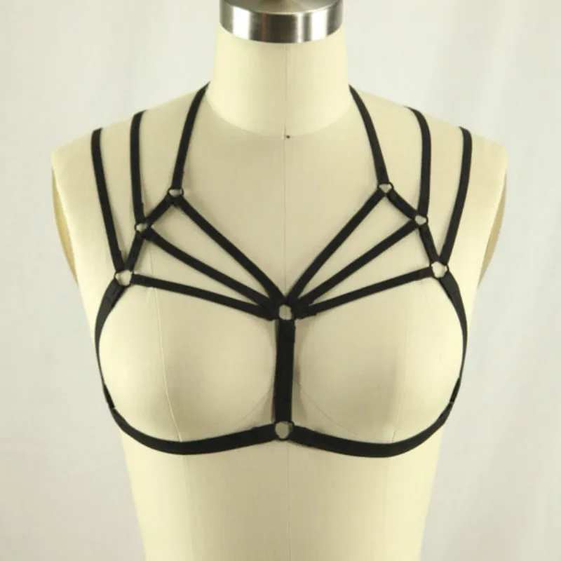 New arrived sexy lady cup-less bra belt club women caged binding underwear lingerie pastel goth garterbelt harness | Женская одежда